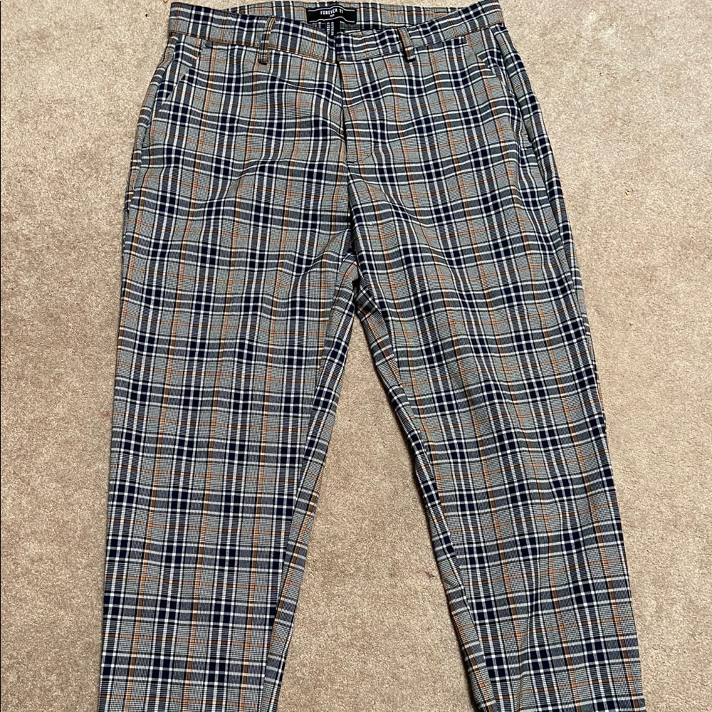 Unisex Plaid Slim-Fit Pants
